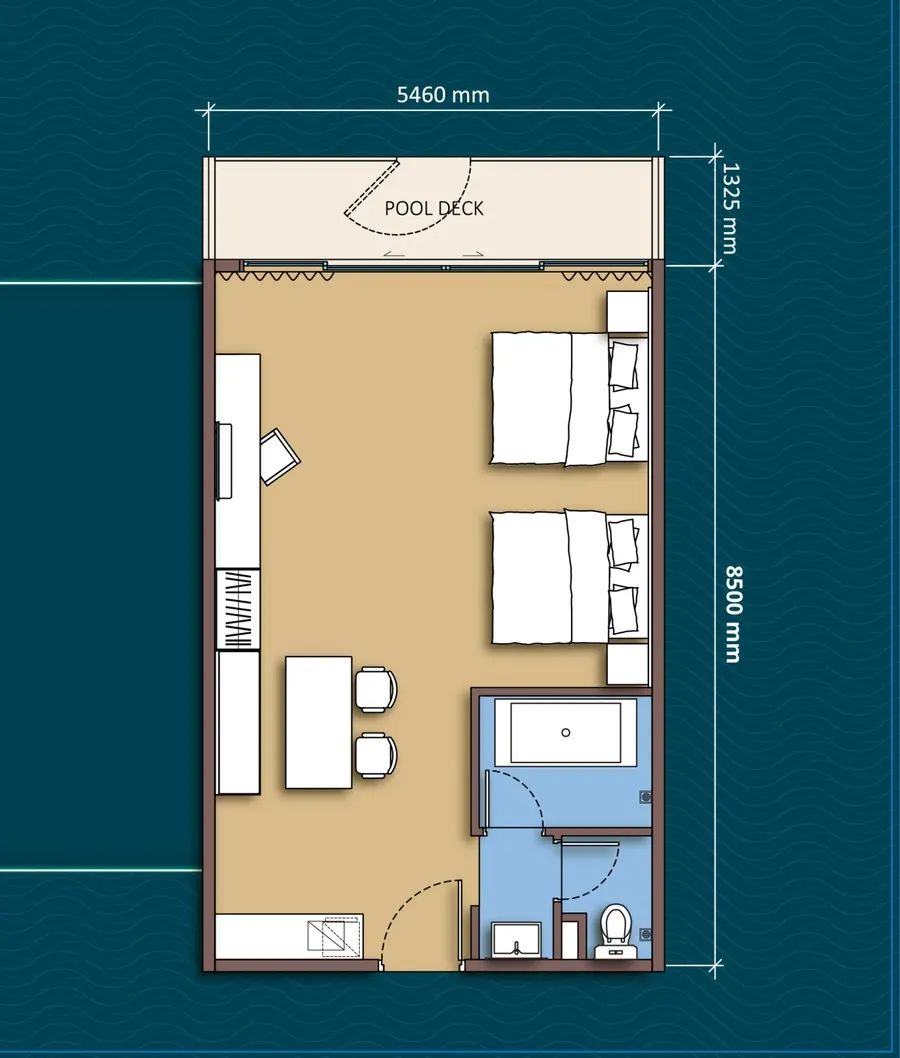 Tagbay Suites TYPE PS - Pool Suite 495 sq ft / 46 sqm floor plan