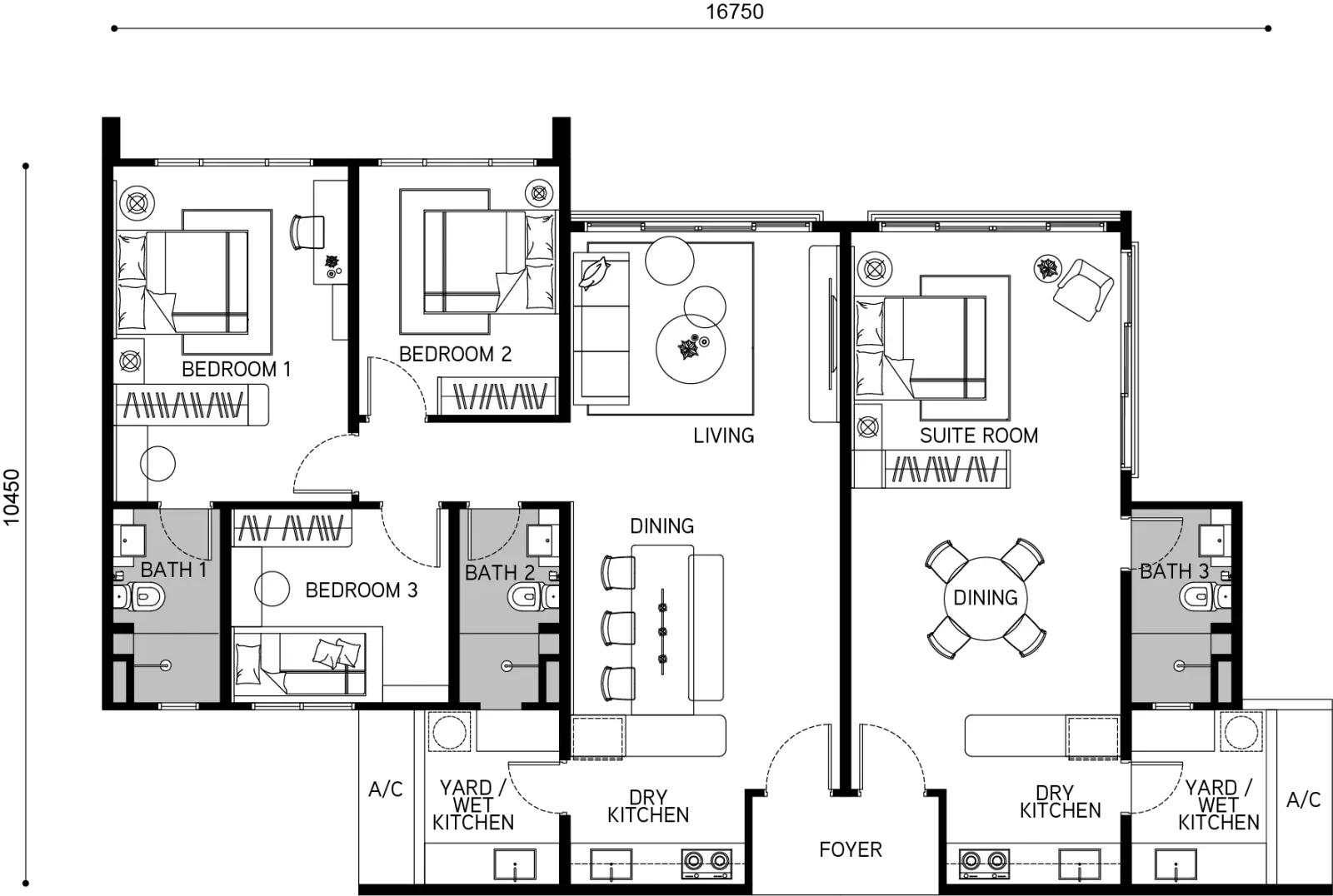 Tangen Residences TYPE D 1,550 SQ.FT. floor plan