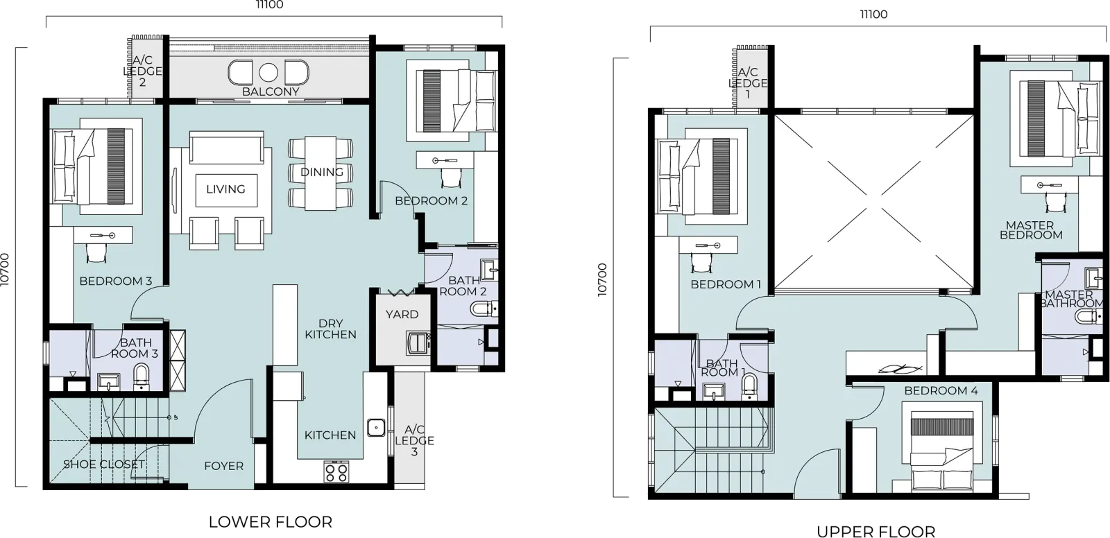 Trinity Nordic TYPE D(m) 2,014 sq.ft. Duplex 5 Bedrooms 4 Bathrooms floor plan