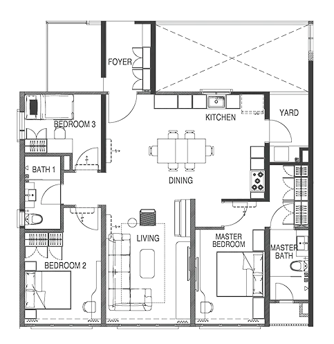 Waterstone Type C2 - 1,388 sqft - 3 Bedrooms · 2 Bathrooms floor plan